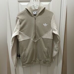 ADIDAS pullover hoodie jacket 1/2 zip size XL youth big kid tan cream